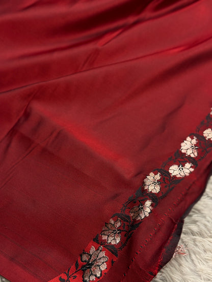 Maroon colour premium Banarasi Mashru katan silk saree MK235
