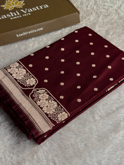 Brown colour premium Banarasi Mashru katan silk saree MK302