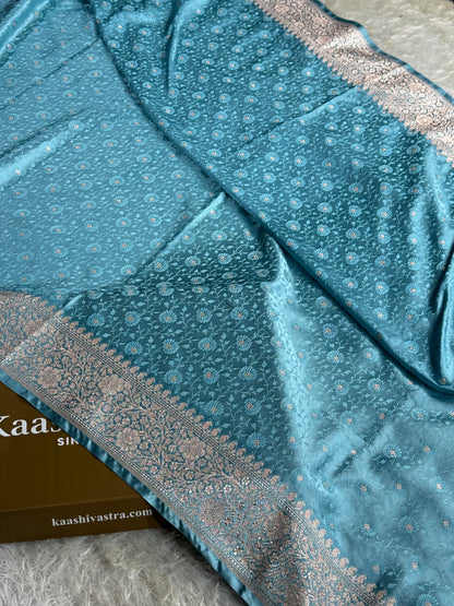 Light blue premium Banarasi Mashru katan silk saree MK261