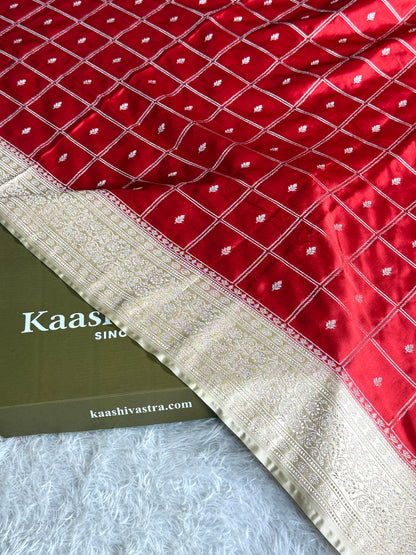 Maroon with cream colour premium Banarasi Mashru katan silk saree MK296