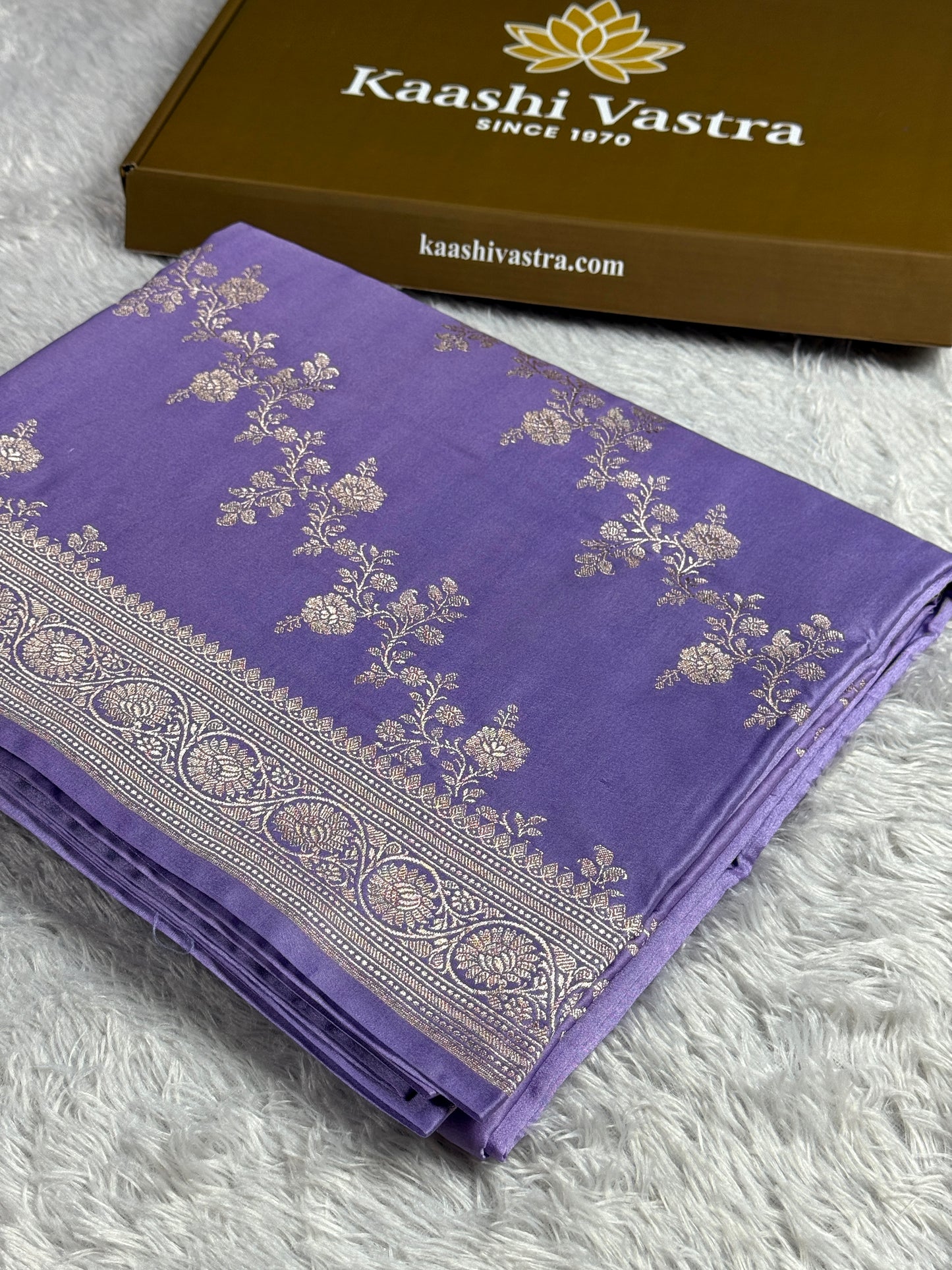 Lavender color premium Banarasi Mashru katan silk saree MK241