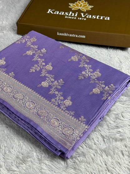 Lavender color premium Banarasi Mashru katan silk saree MK241