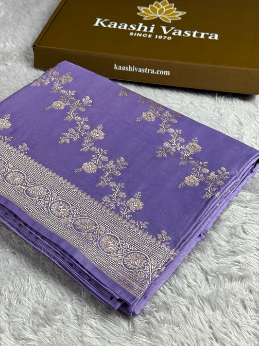 Lavender color premium Banarasi Mashru katan silk saree MK241