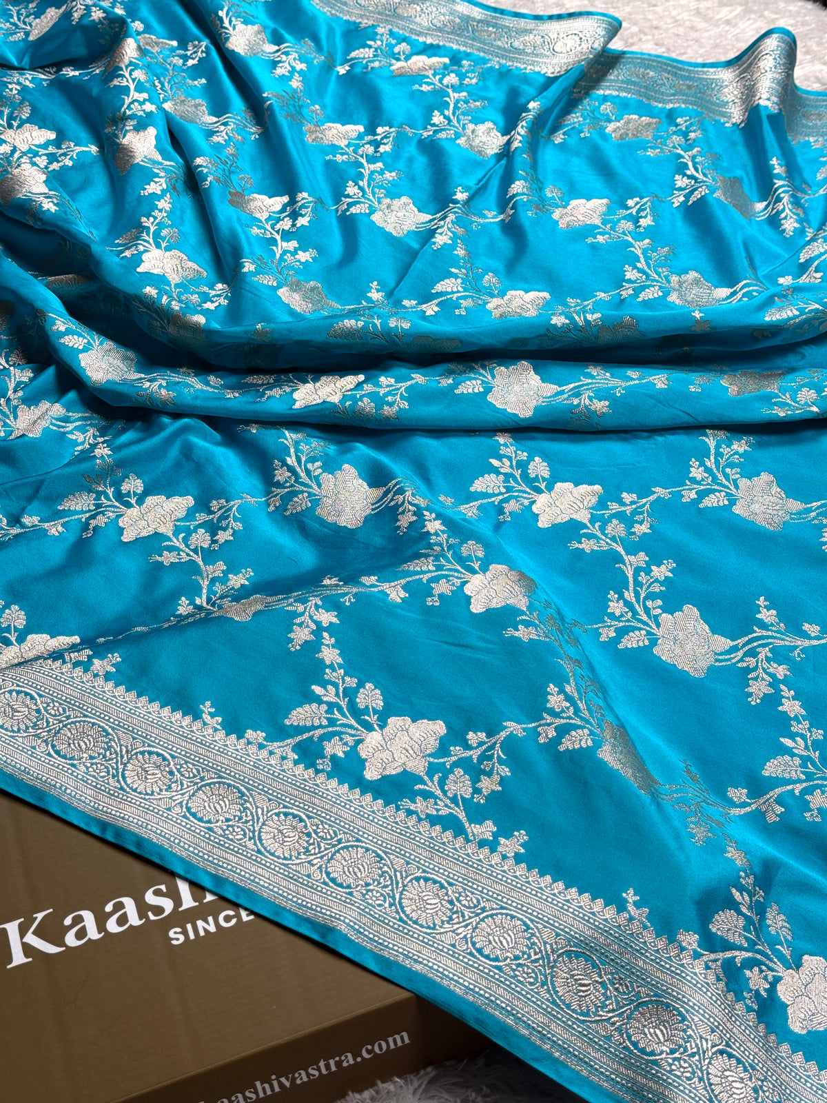 Sky blue premium Banarasi Mashru katan silk saree MK240