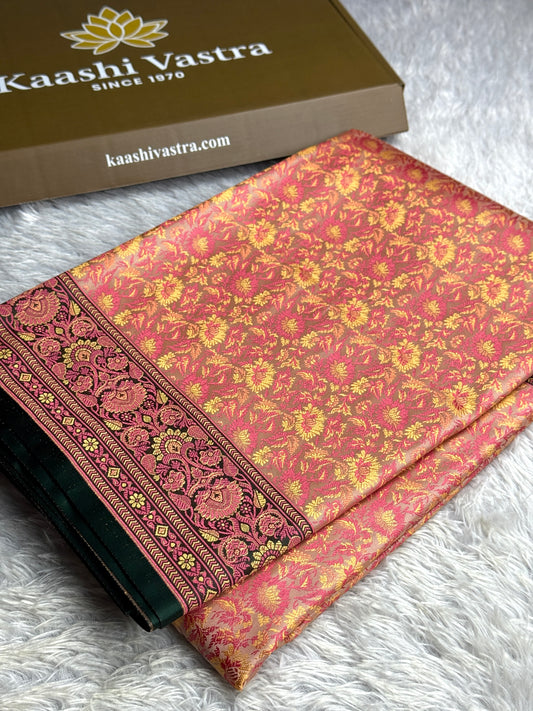 Peach color premium Banarasi jamawar tanchui katan silk saree JKT101