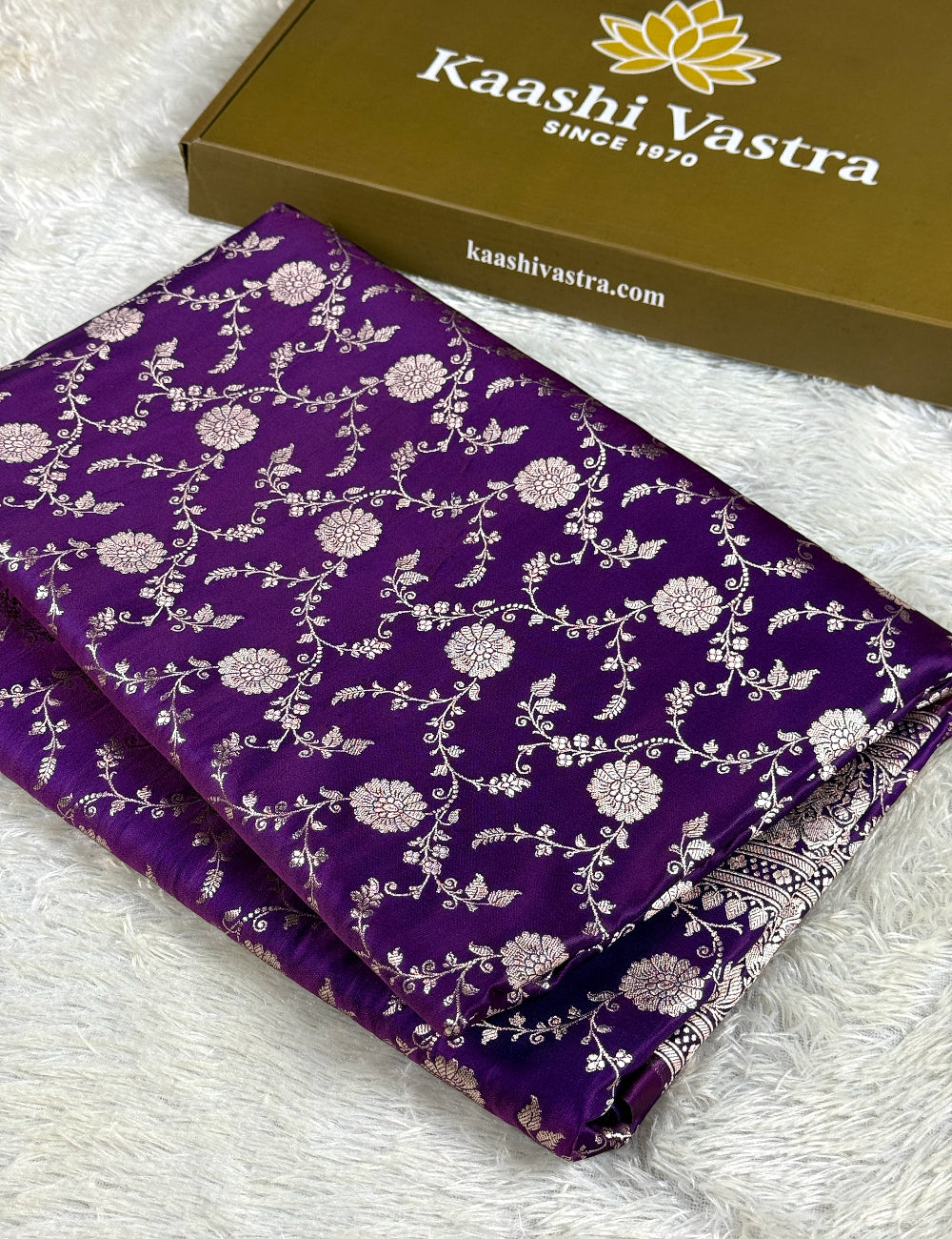 Dark Purple color jaal premium Banarasi Mashru katan silk saree MK265