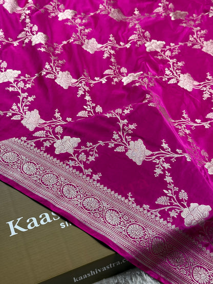 Rani pink color premium Banarasi Mashru katan silk saree MK240