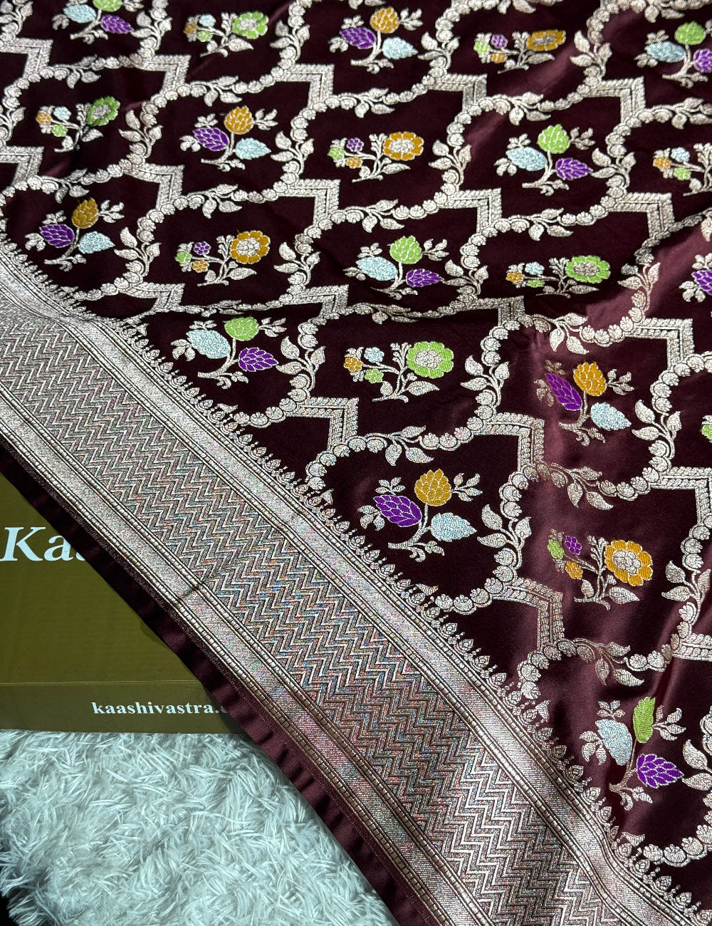 Maroon colour premium Banarasi tilfi Mashru katan silk saree MK268