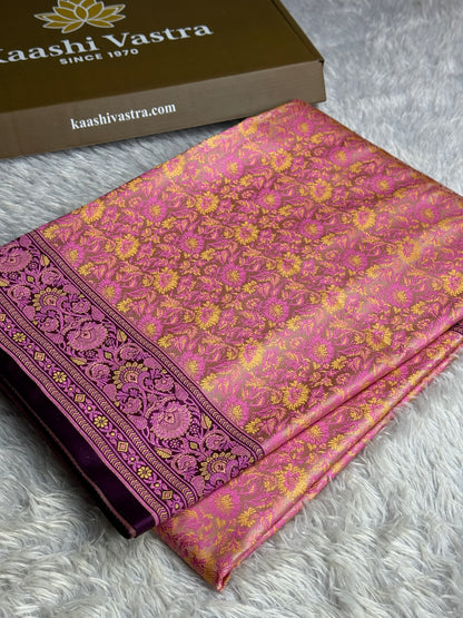 Pink color premium jamawar katan tanchui soft silk saree JKT101