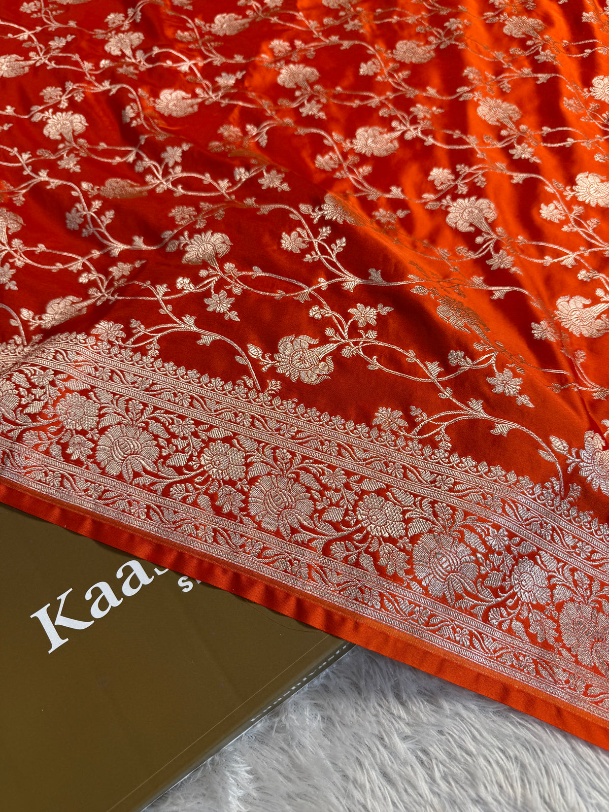Orange color premium Banarasi Mashru katan silk saree MK227