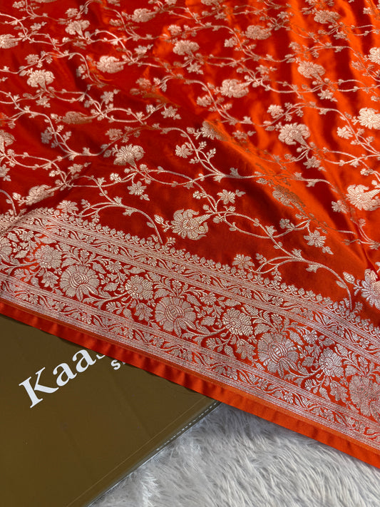 Orange color premium Banarasi Mashru katan silk saree MK227