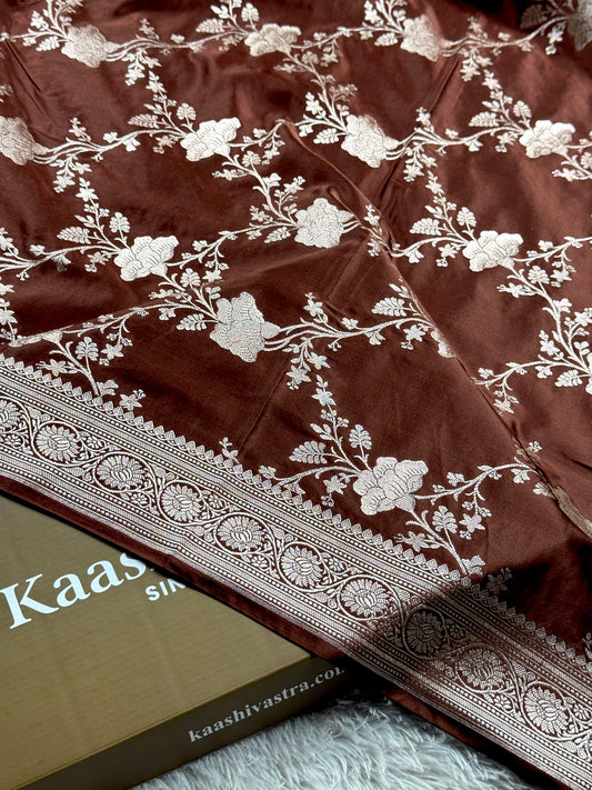 Brown color premium Banarasi Mashru katan silk saree MK240