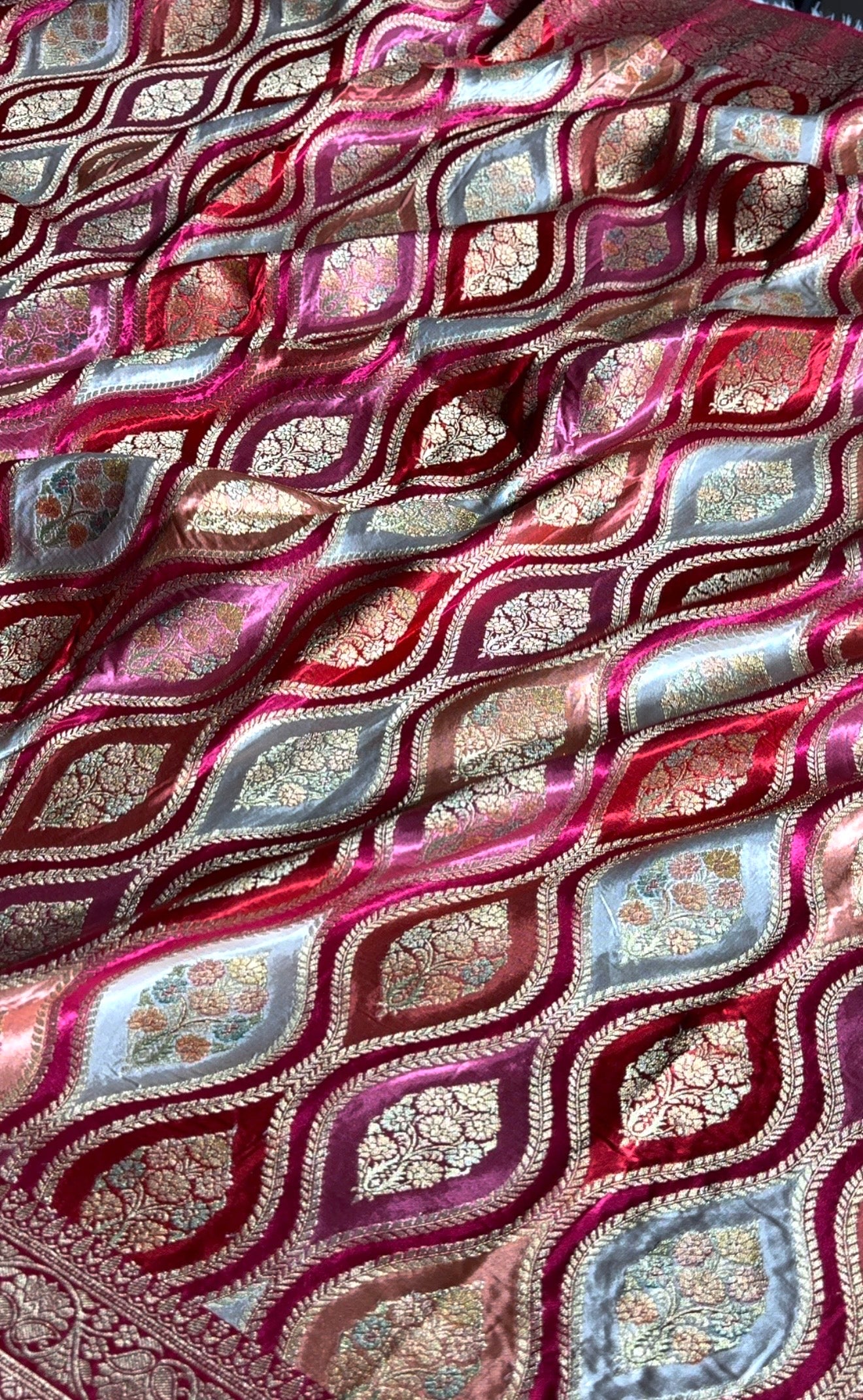 Banarasi pure soft satin pashmina silk saree