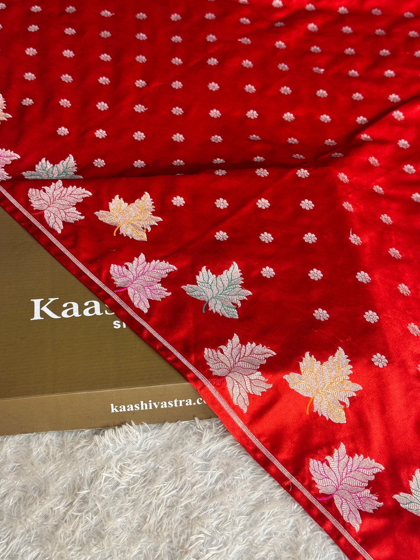 Red colour premium Banarasi Mashru katan silk saree MK337