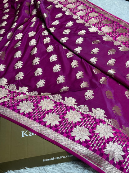 Majanta colour premium Banarasi Mashru katan silk saree MK267