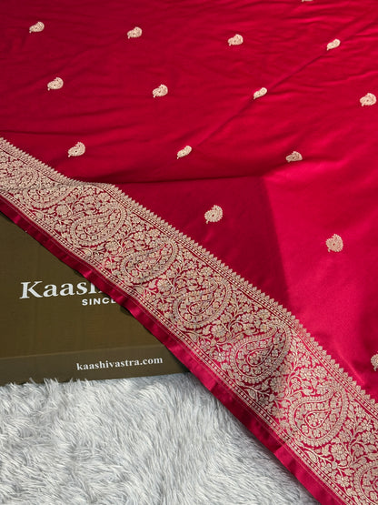 Hot pink colour premium Banarasi Mashru katan silk saree MK309