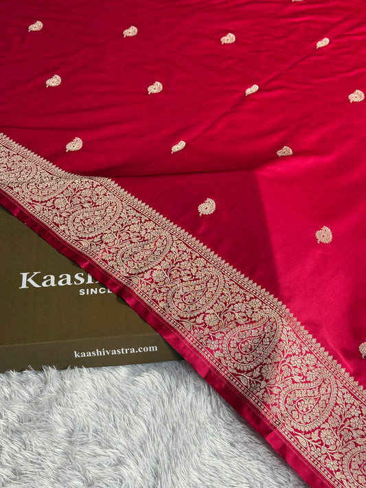 Hot pink colour premium Banarasi Mashru katan silk saree MK309