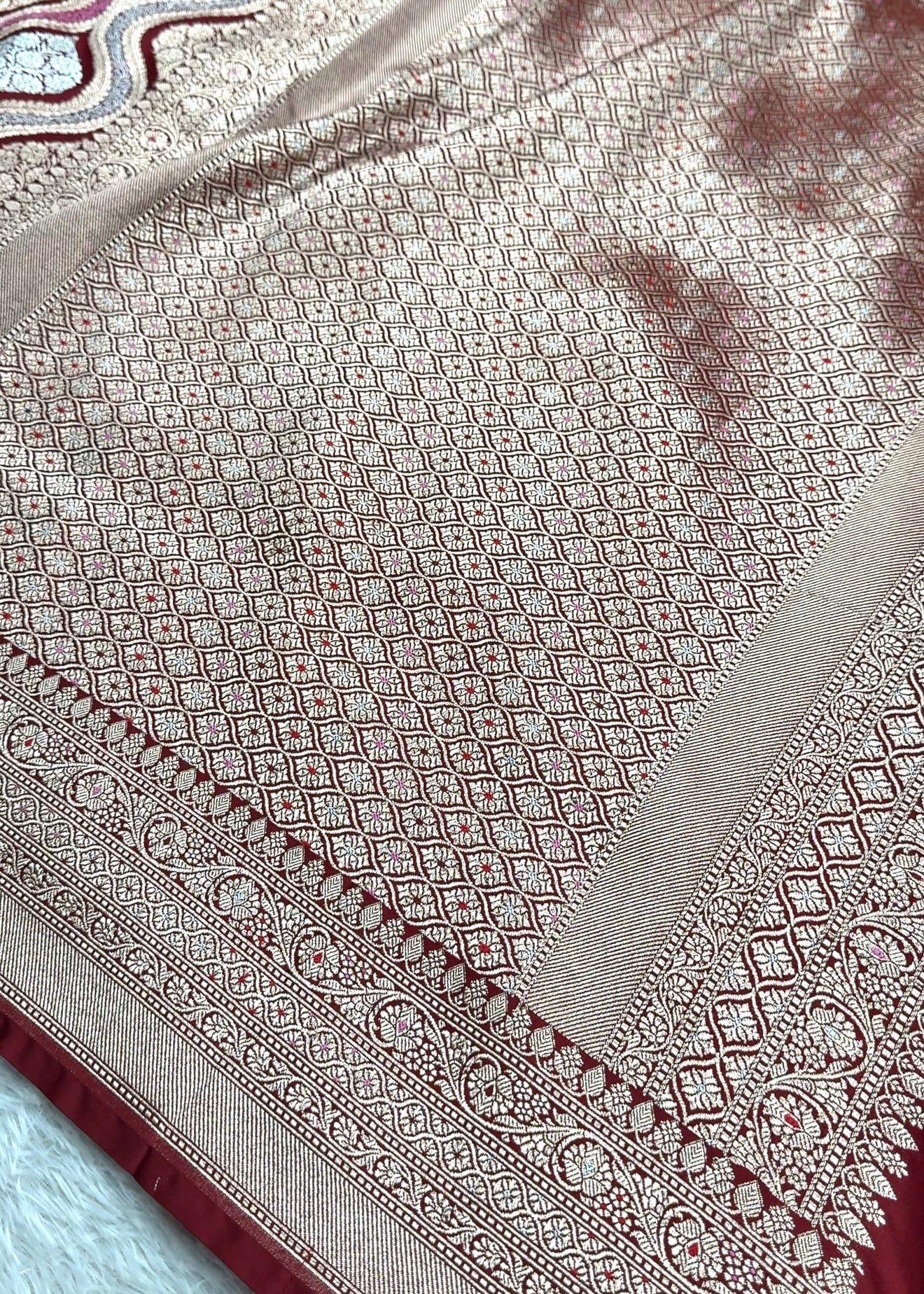 Maroon color premium Banarasi Mashru katan silk saree MK206