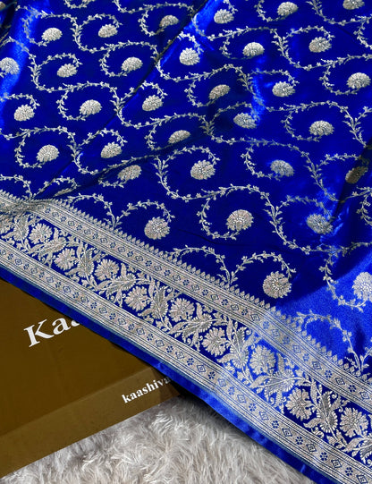 Royal blue color premium Banarasi mashru katan silk saree MK234