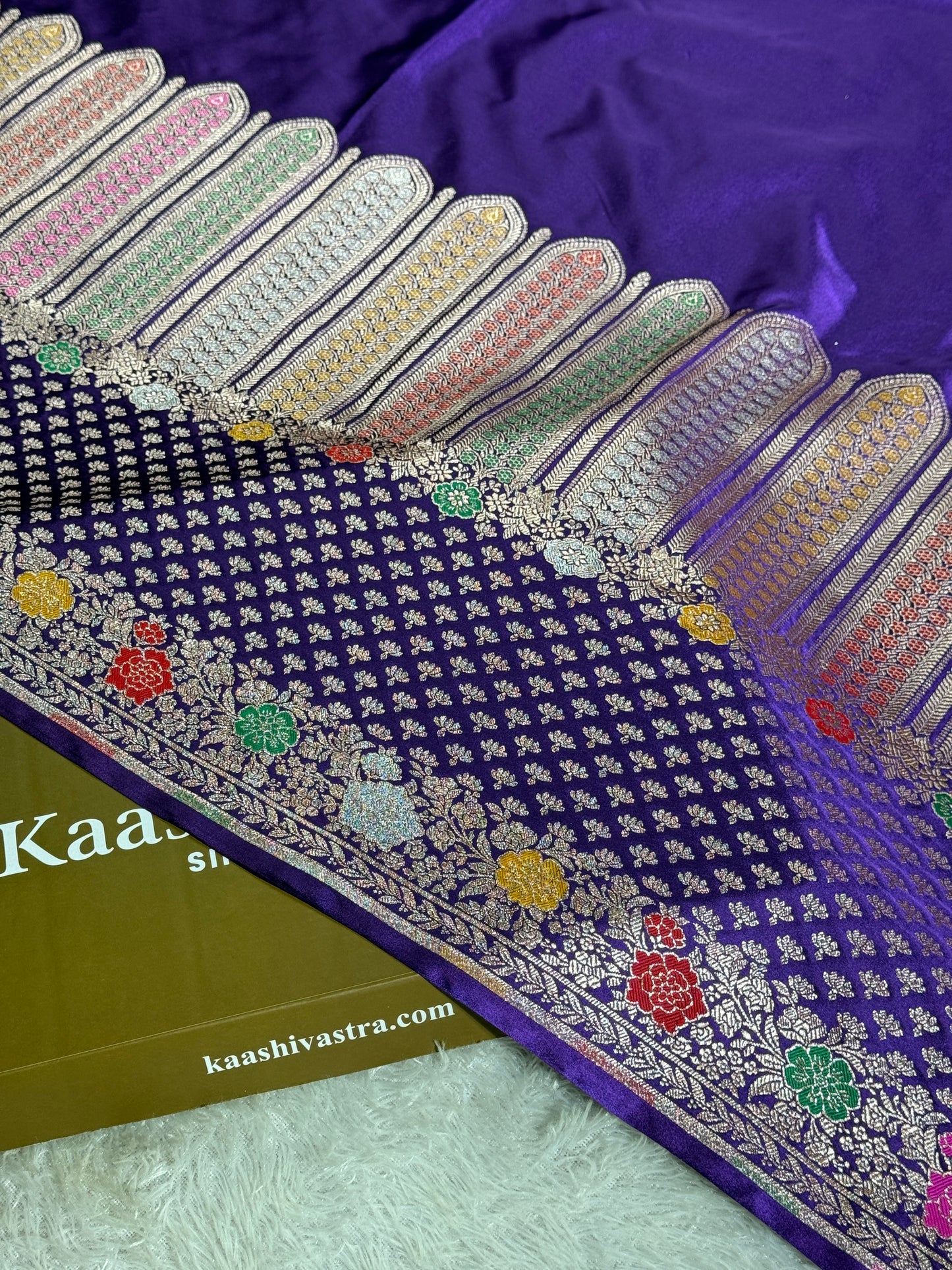 Dark purple premium Banarasi Mashru katan silk saree MK247
