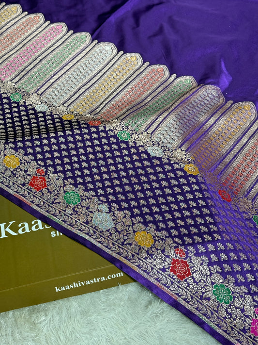 Dark purple premium Banarasi Mashru katan silk saree MK247