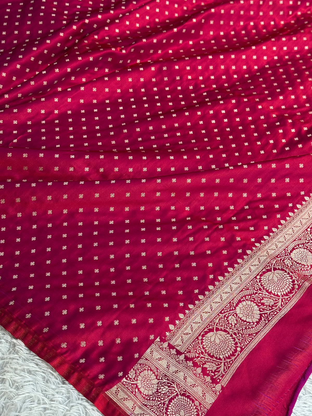 Hot pink colour premium Banarasi Mashru katan silk saree MK341