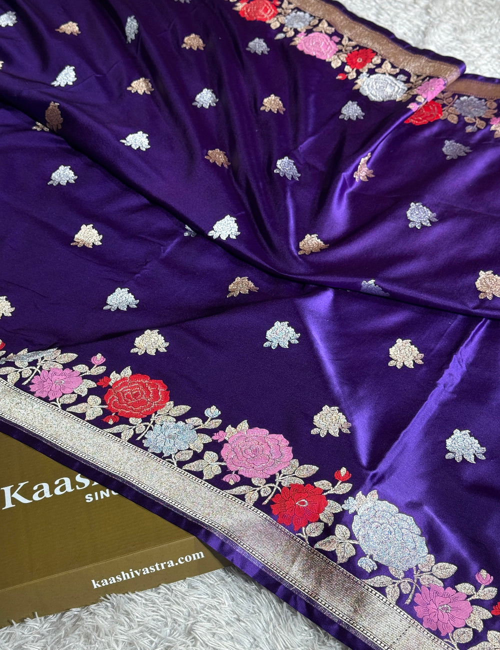 Purple colour premium Banarasi tilfi Mashru katan silk saree MK217