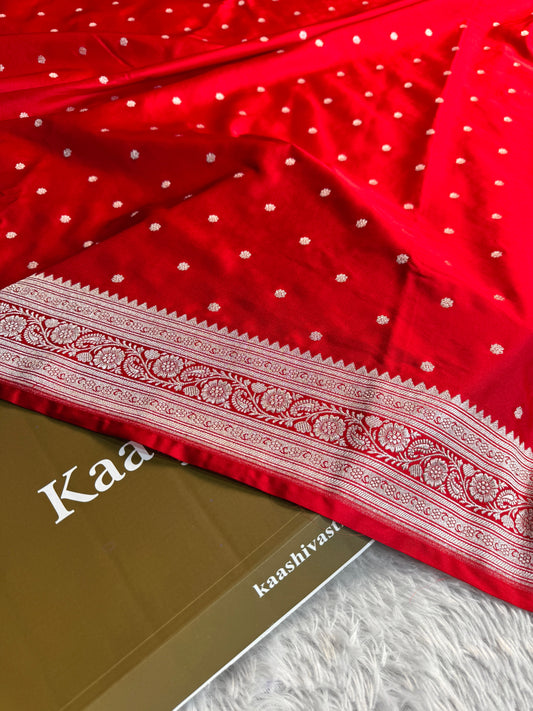 Blood red premium Banarasi Mashru katan silk saree MK225