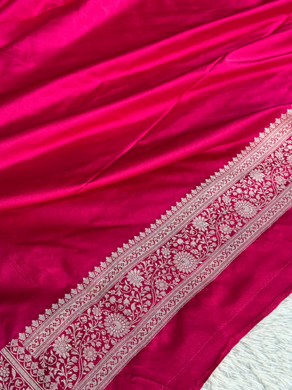 Light pink and Rani pink colour premium Banarasi Mashru katan silk saree MK284