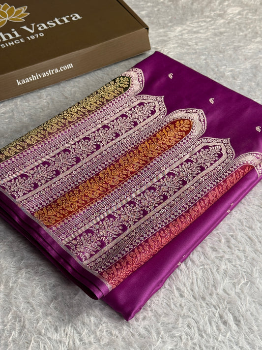 Lavender colour premium Banarasi Mashru katan silk saree MK315