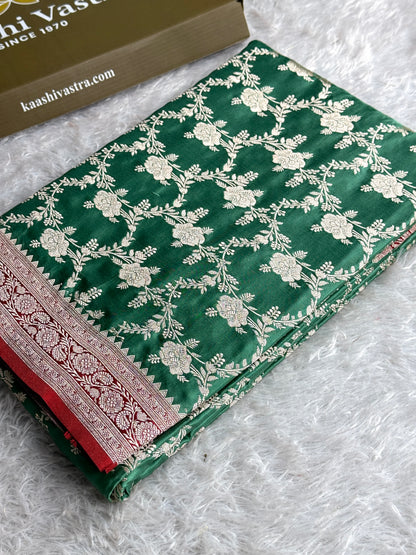 Light green with maroon colour premium Banarasi Mashru katan silk saree MK285