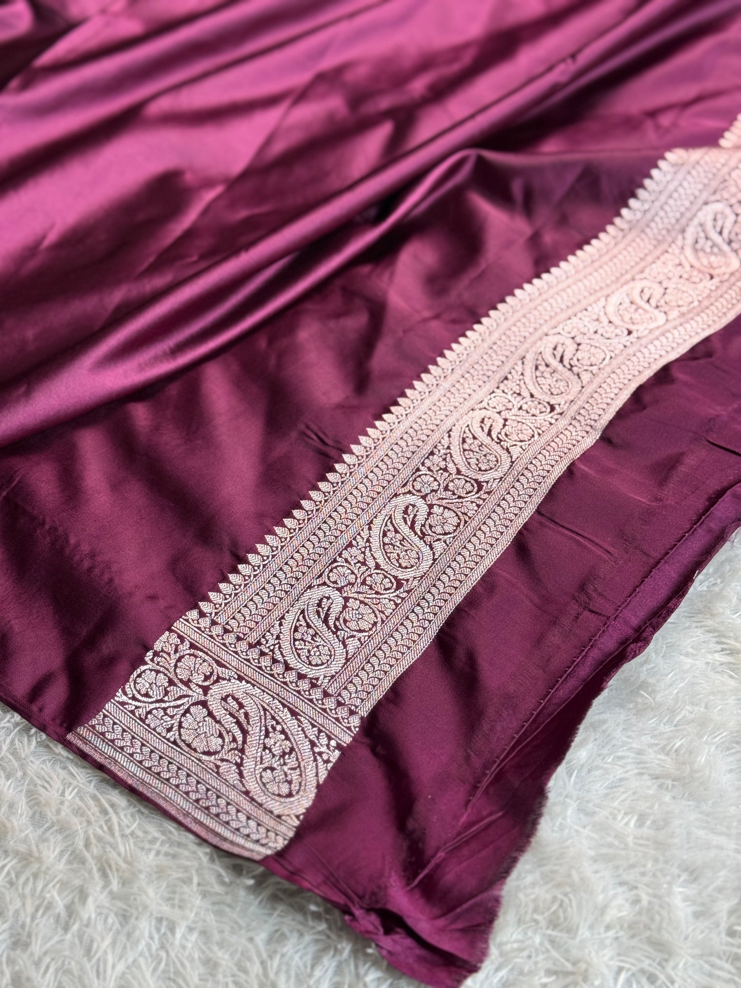 Onion pink with brown colour premium Banarasi Mashru katan silk saree MK304