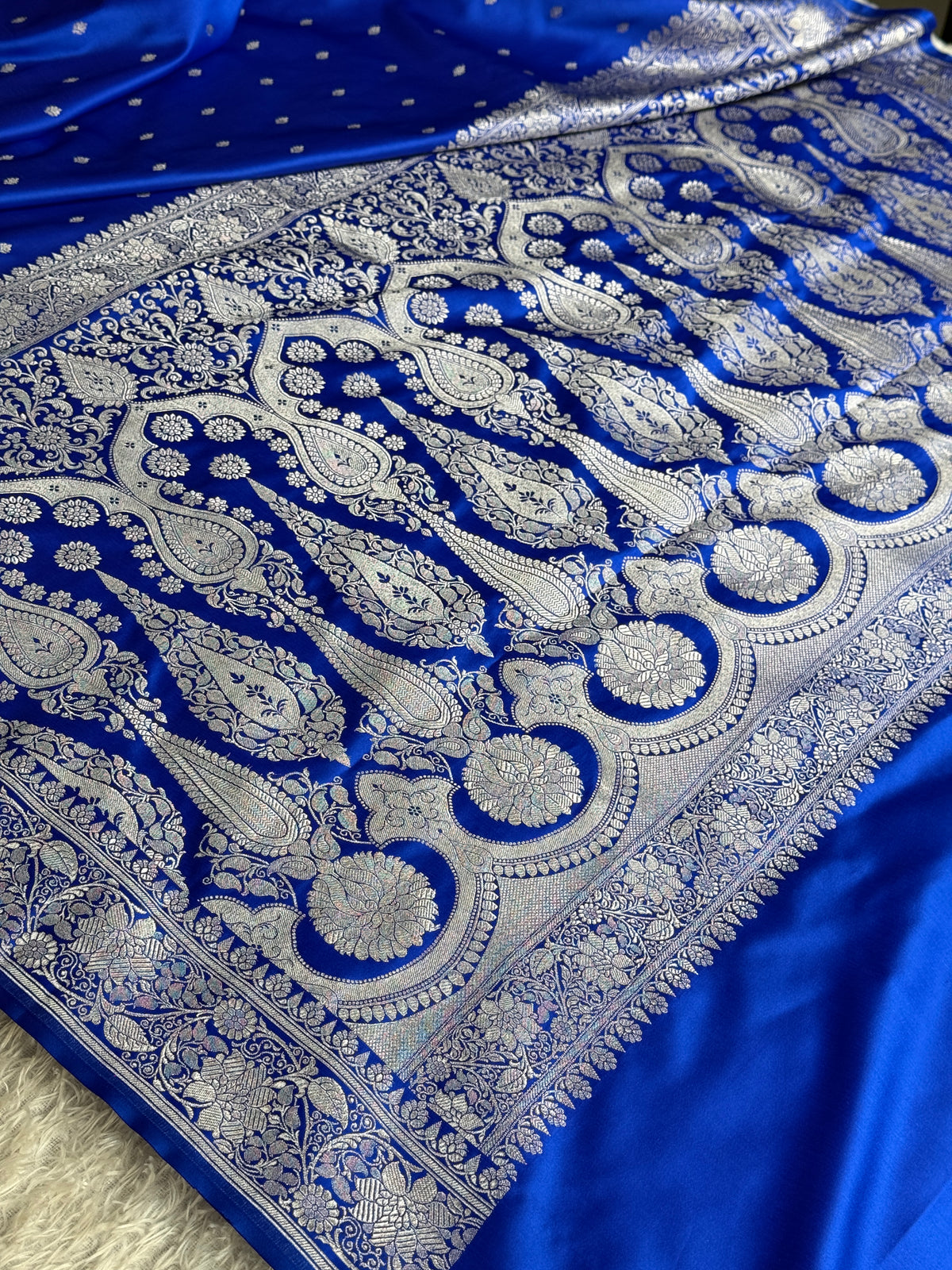 Royal blue colour premium Banarasi Mashru katan silk saree MK340