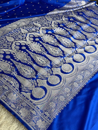 Royal blue colour premium Banarasi Mashru katan silk saree MK340