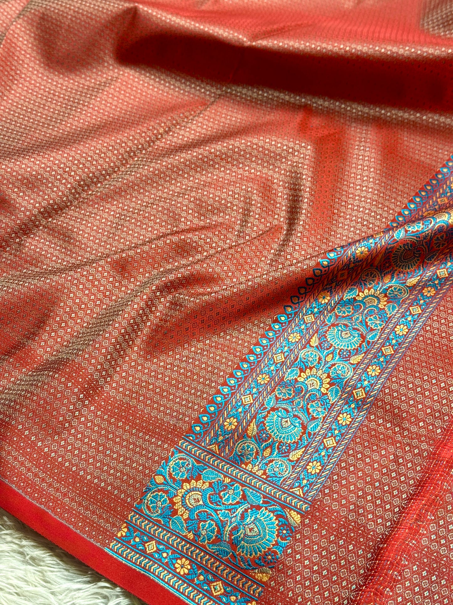 Sea blue premium Banarasi jamawar tanchui katan silk saree JKT101