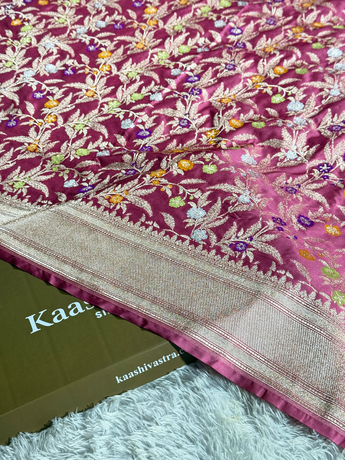Onion pink premium Banarasi tilfi Mashru katan silk saree MK184