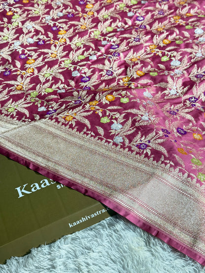 Onion pink premium Banarasi tilfi Mashru katan silk saree MK184
