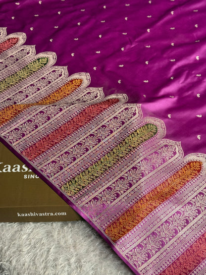 Lavender colour premium Banarasi Mashru katan silk saree MK315
