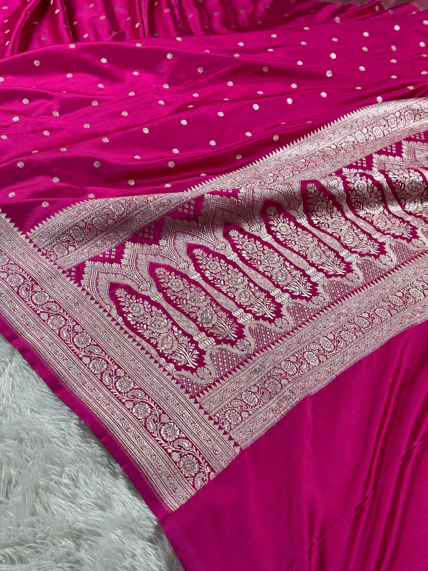 Rani pink premium Banarasi Mashru katan silk saree MK225