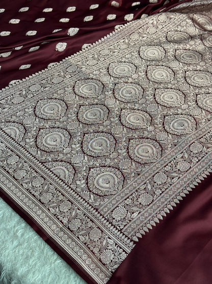 Coffee brown colour premium Banarasi Mashru katan silk saree MK348