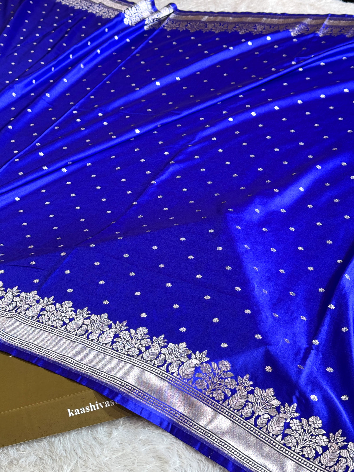 Royal blue premium Banarasi Mashru katan silk saree MK233