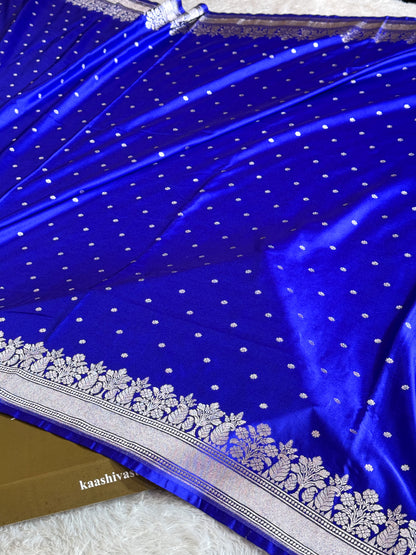 Royal blue premium Banarasi Mashru katan silk saree MK233