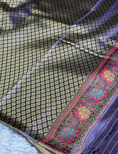 Purple colour premium banarasi soft tissue silk saree TS111
