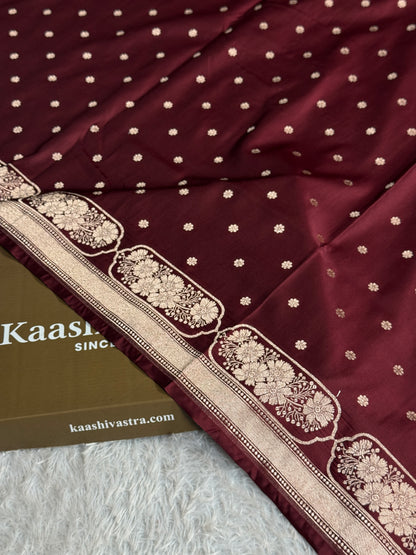 Brown colour premium Banarasi Mashru katan silk saree MK302