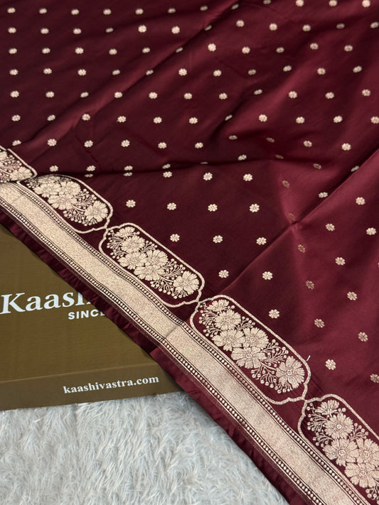 Brown colour premium Banarasi Mashru katan silk saree MK302