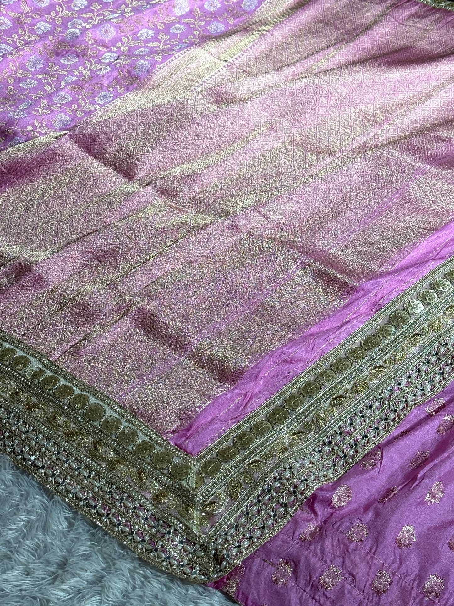 Pink color premium Banarasi georgette silk saree CR115