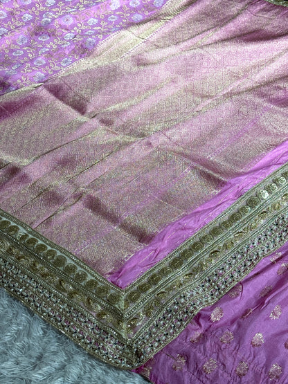Pink color premium Banarasi georgette silk saree CR115