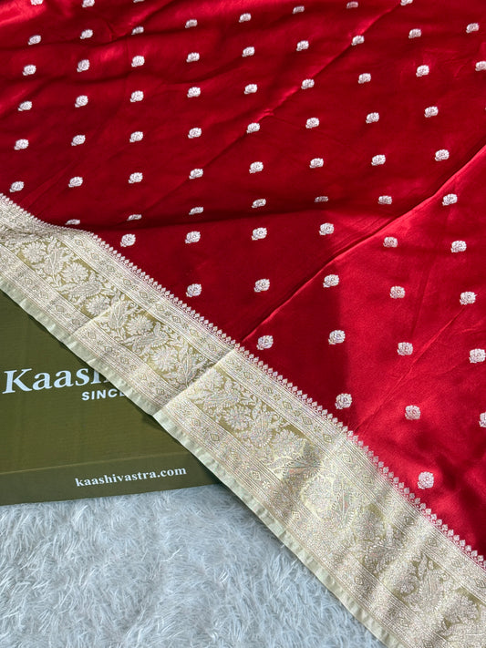 Maroon with cream premium Banarasi Mashru katan silk saree MK182