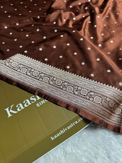 Coffee brown premium Banarasi Mashru katan silk saree MK225