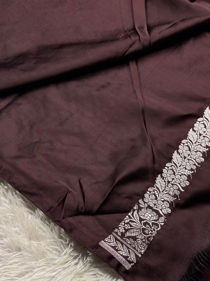 Coffee brown premium tilfi Mashru katan silk saree MK247